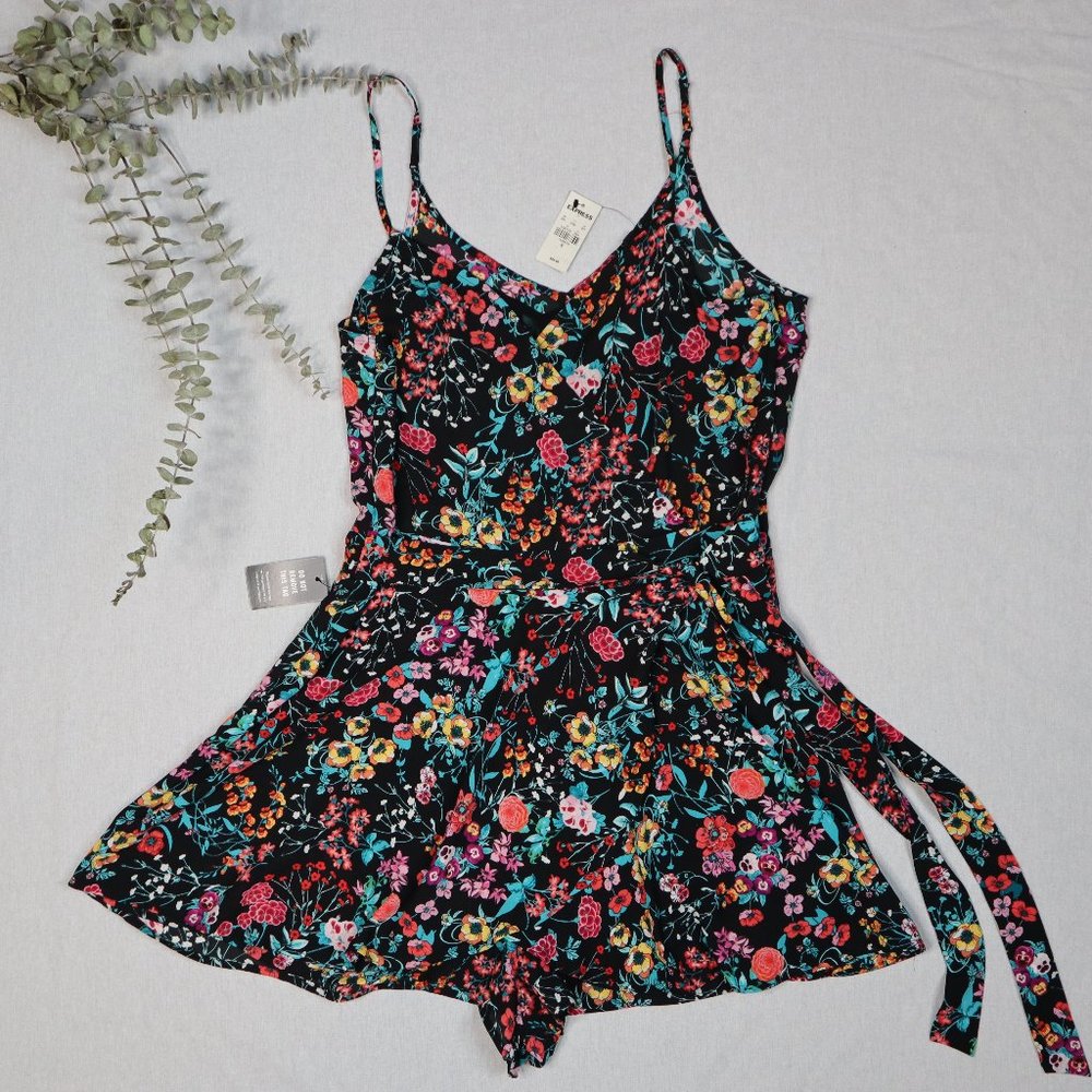 Express floral wrap romper